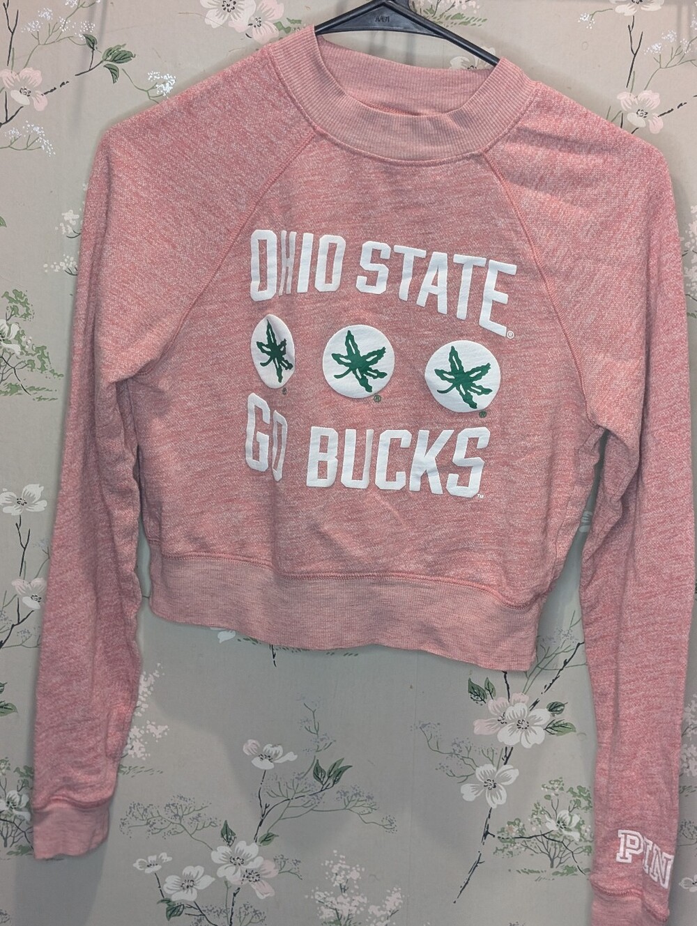 Pink Ohio State Buckeyes cropped sweatshirt